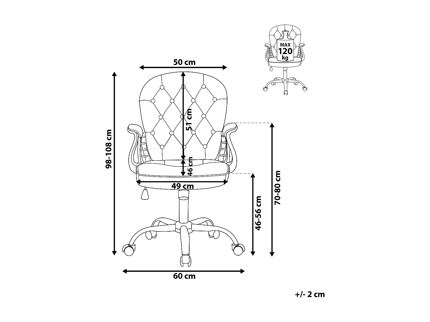 Chaise de bureau Cuir PU Beige PRINCESS