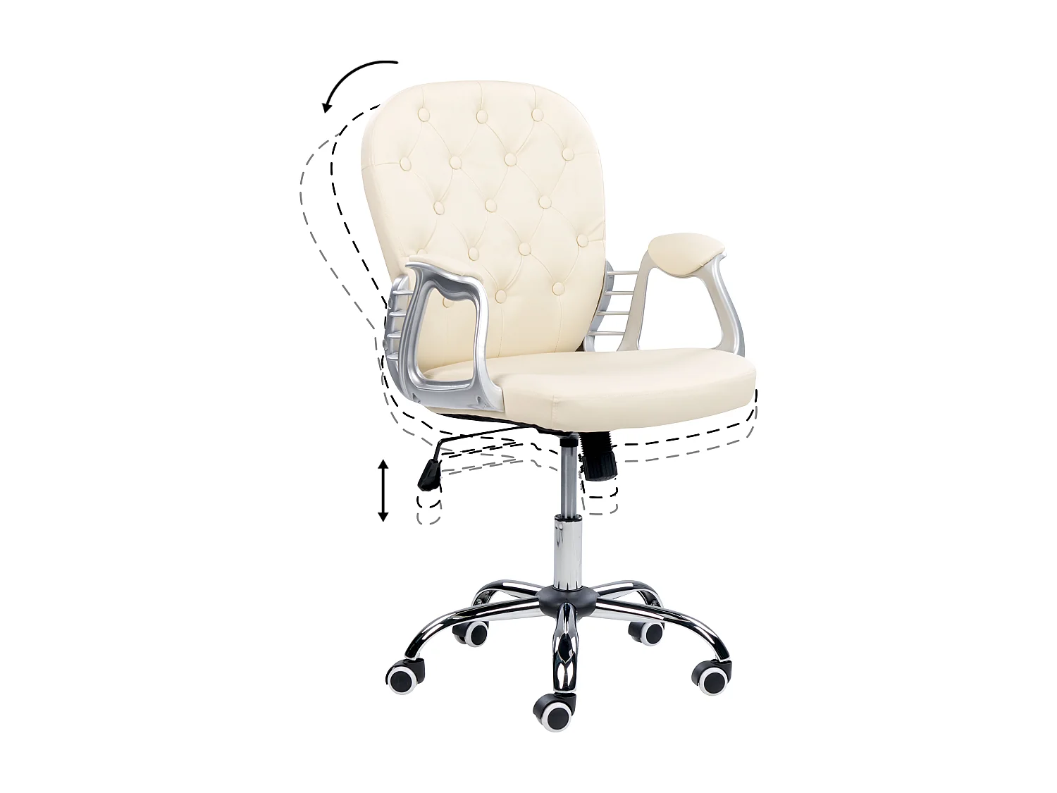 Chaise de bureau Cuir PU Beige PRINCESS