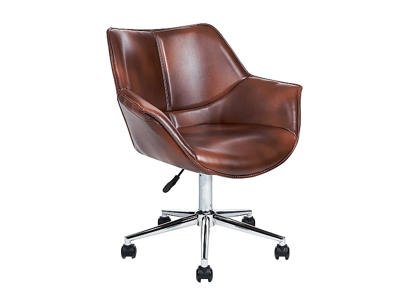 Bürodrehstuhl Kunstleder Höhenverstellbar eleganter Sessel, Braun Newdale