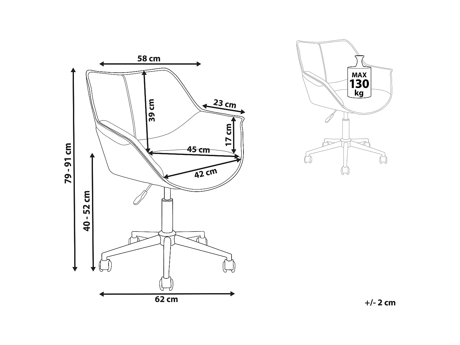 Chaise de bureau NEWDALE Cuir PU Marron foncé