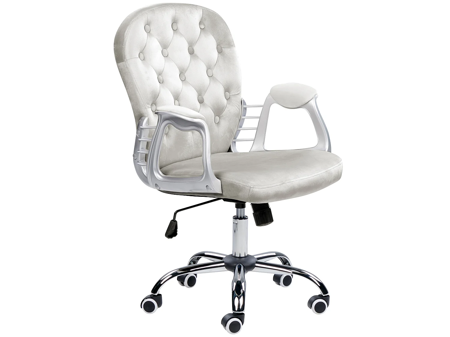 Bürostuhl Samtstoff hellgrau höhenverstellbar PRINCESS