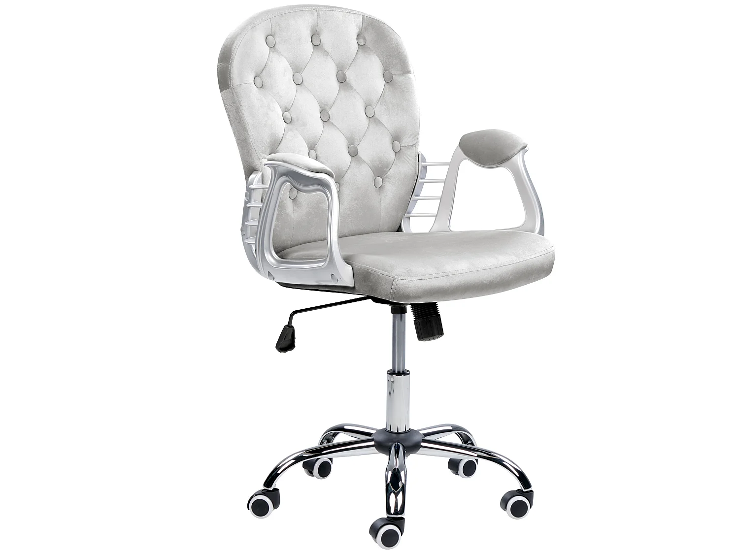 Bürostuhl Samtstoff hellgrau höhenverstellbar PRINCESS