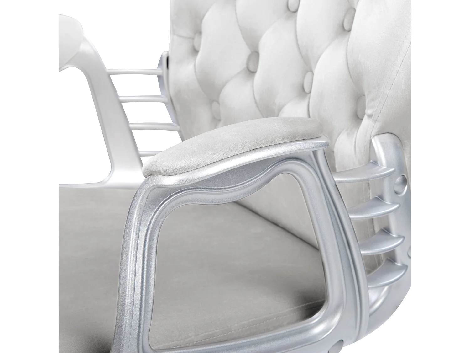 Bürostuhl Samtstoff hellgrau höhenverstellbar PRINCESS