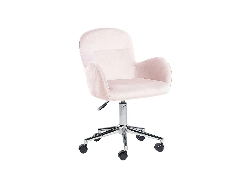 Bürostuhl Samt rosa höhenverstellbar drehbar mit Armlehnen modern Priddy