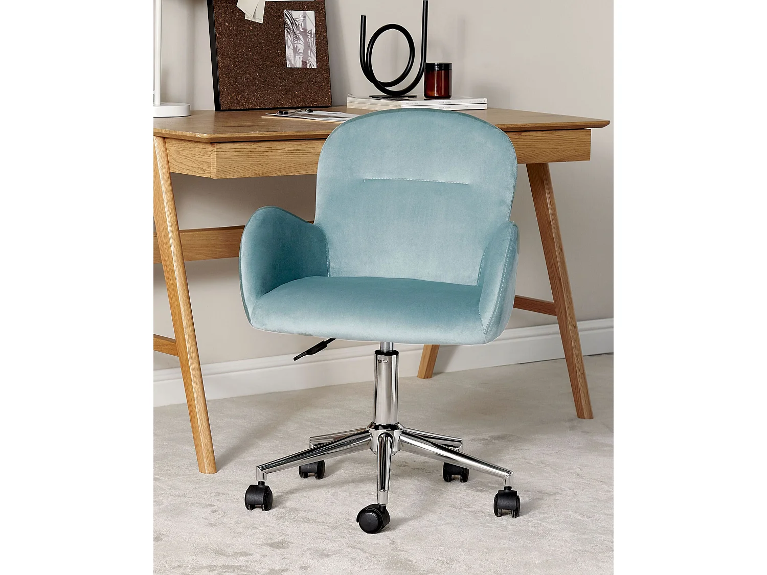 Chaise de bureau PRIDDY Velours Vert menthe