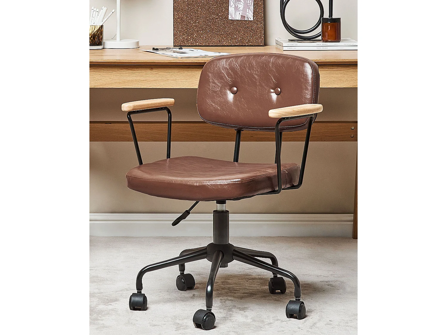 Chaise de bureau ALGERITA Cuir PU Marron