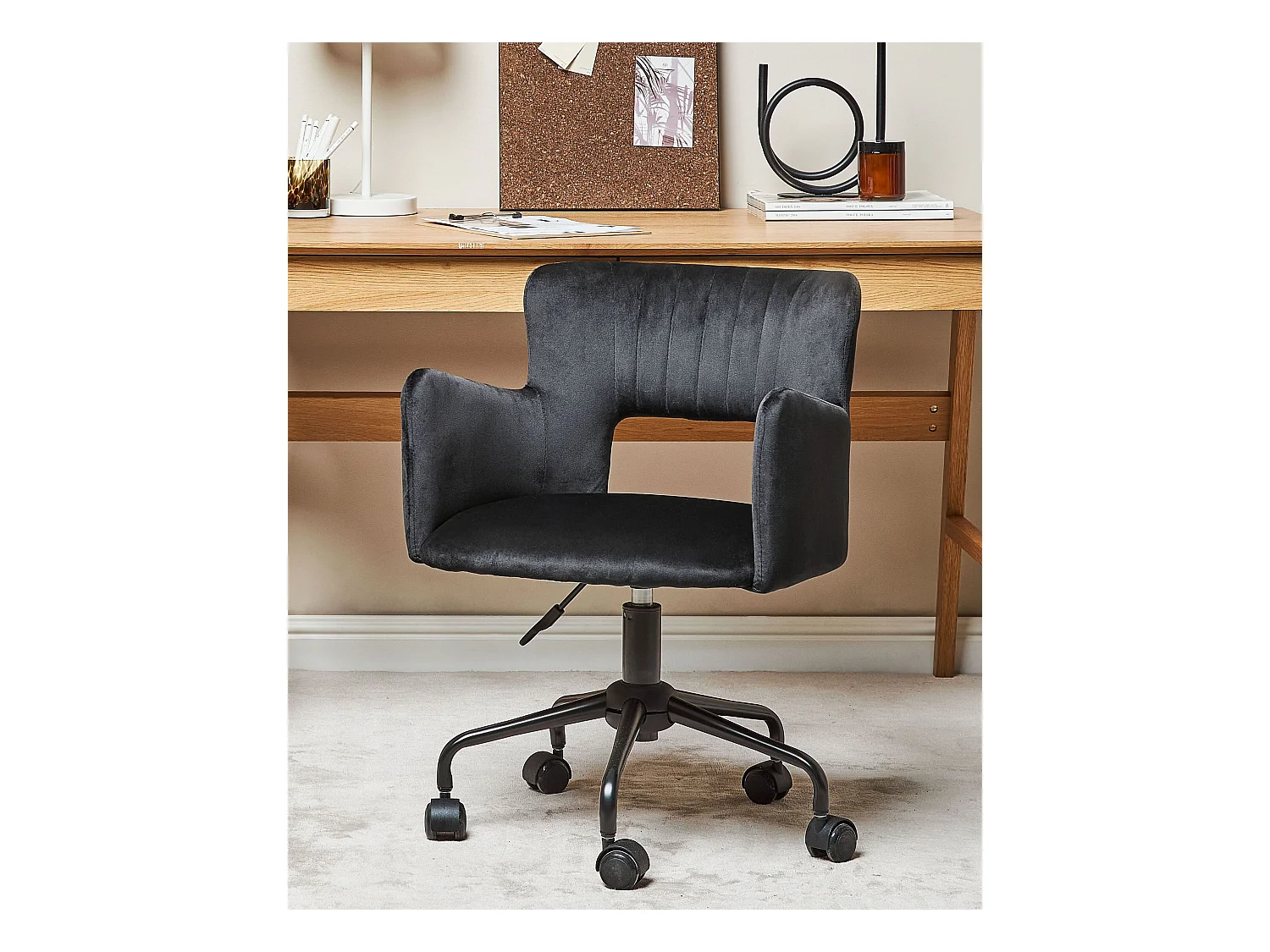 Krzesło biurowe Obrotowy SANILAC Welur Czarny