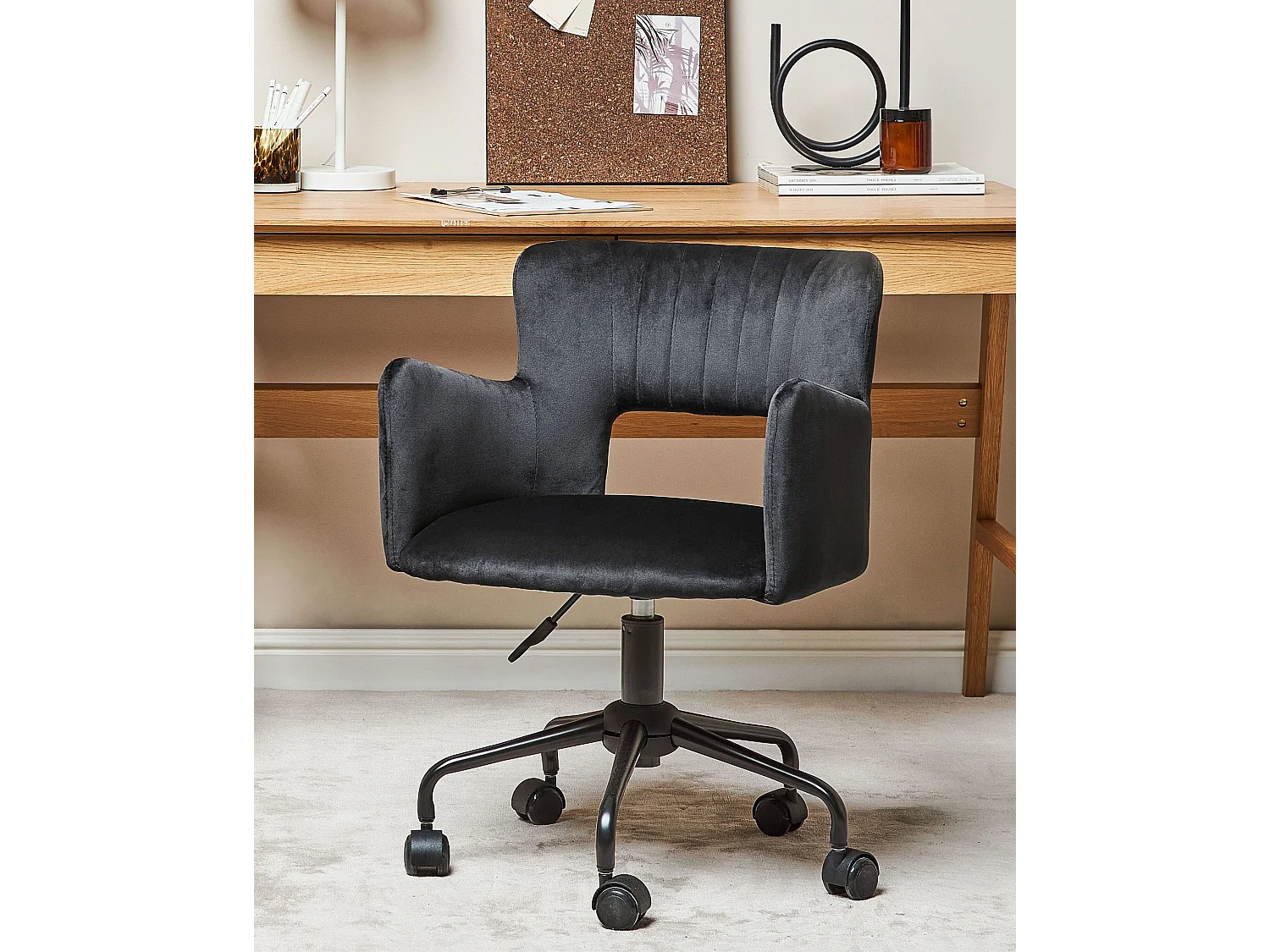 Chaise de bureau SANILAC Velours Noir