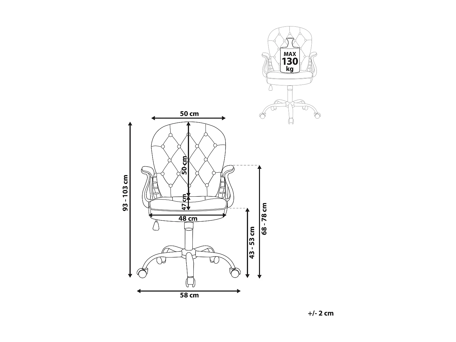 Silla de oficina giratoria PRINCESS Terciopelo Gris claro
