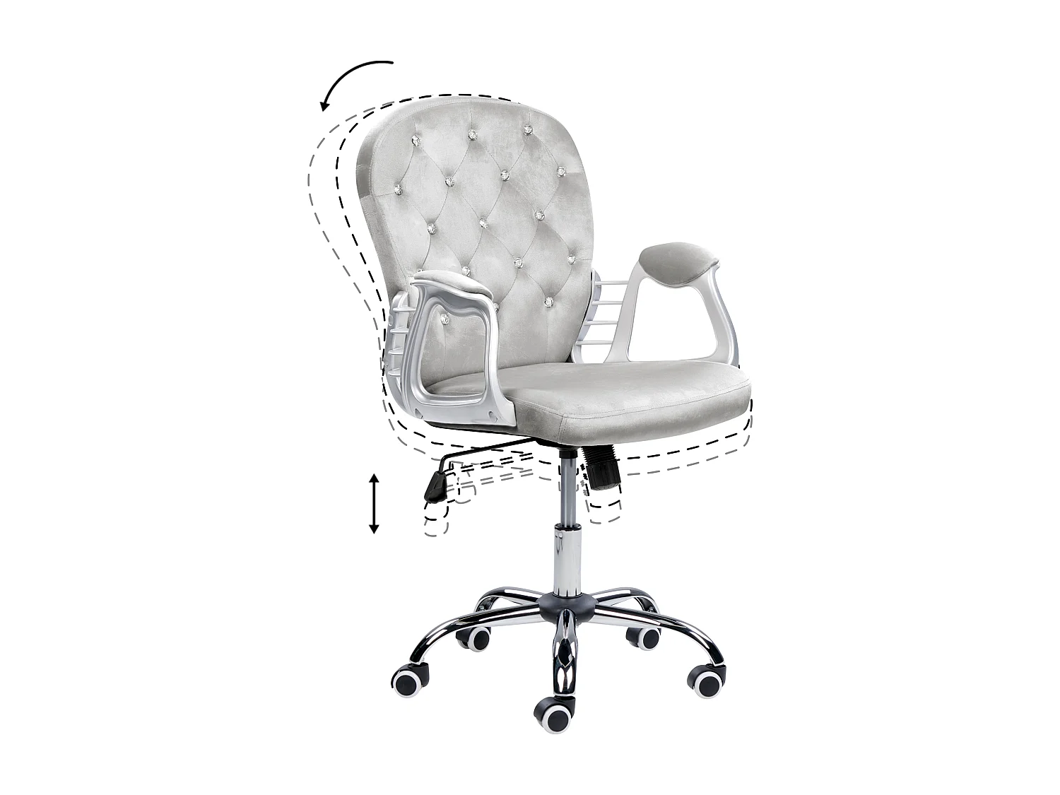 Chaise de bureau PRINCESS Velours Gris clair