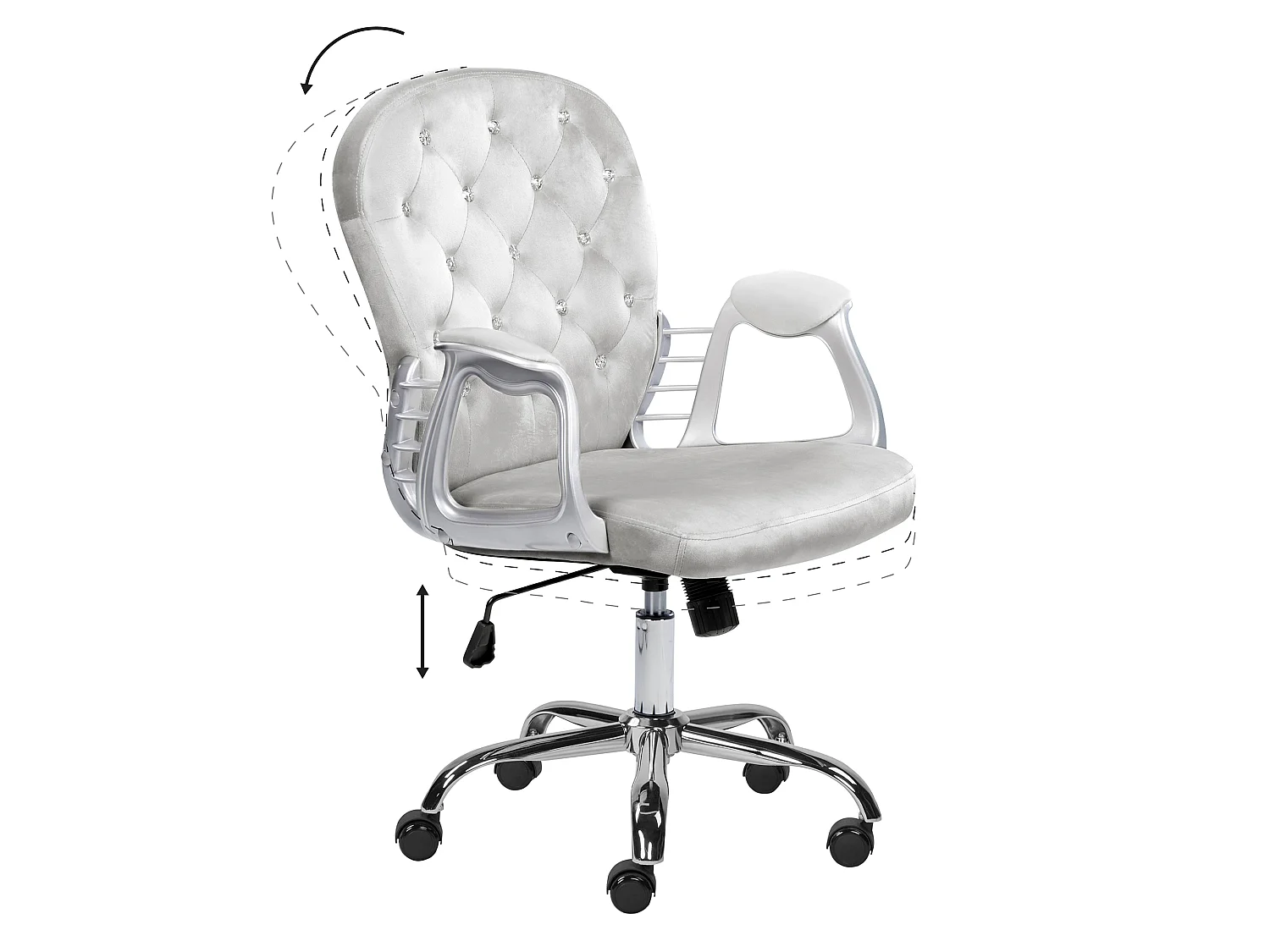 Desk Chair PRINCESS Velvet Light Grey