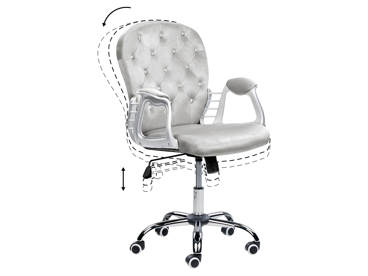 Chaise de bureau PRINCESS Velours Gris clair