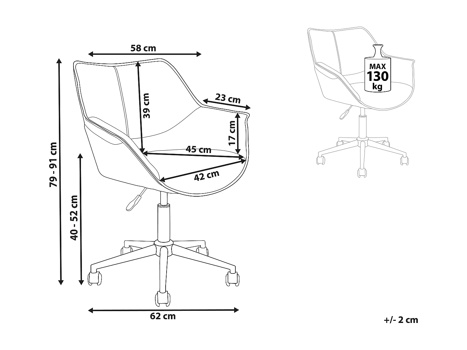 Chaise de bureau NEWDALE Cuir PU Noir