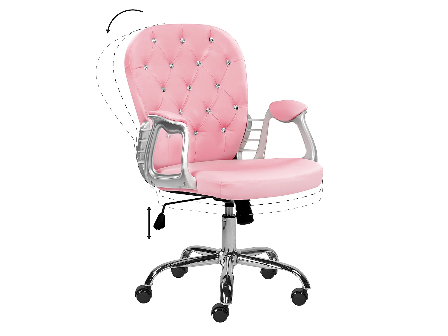 Bureaustoel Draaibaar PRINCESS Kunstleer Roze