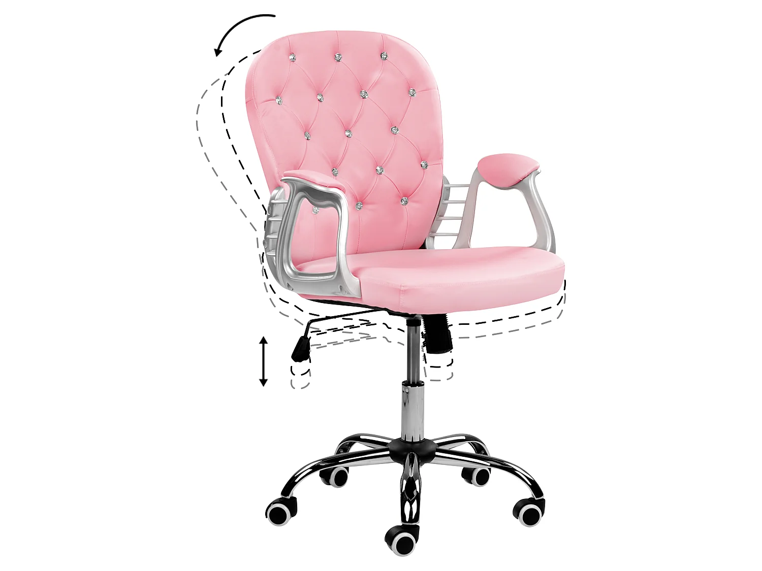 Desk Chair PRINCESS Faux Leather Pink