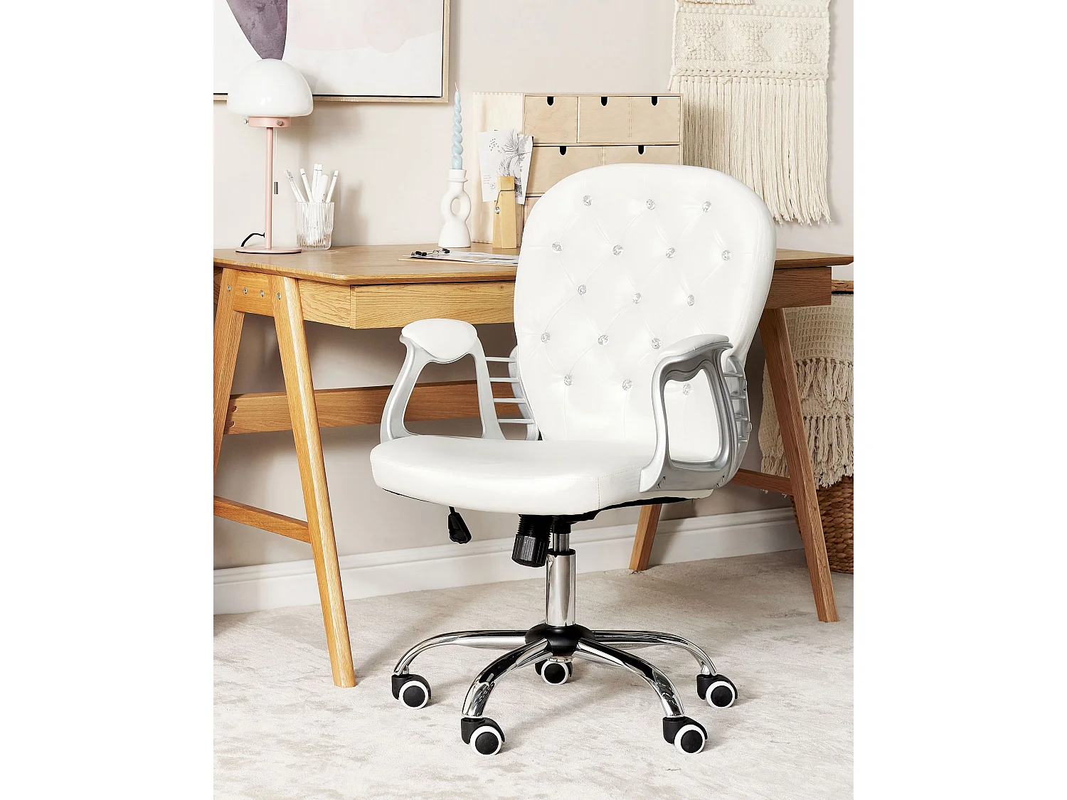 Chaise de bureau PRINCESS Cuir PU Blanc