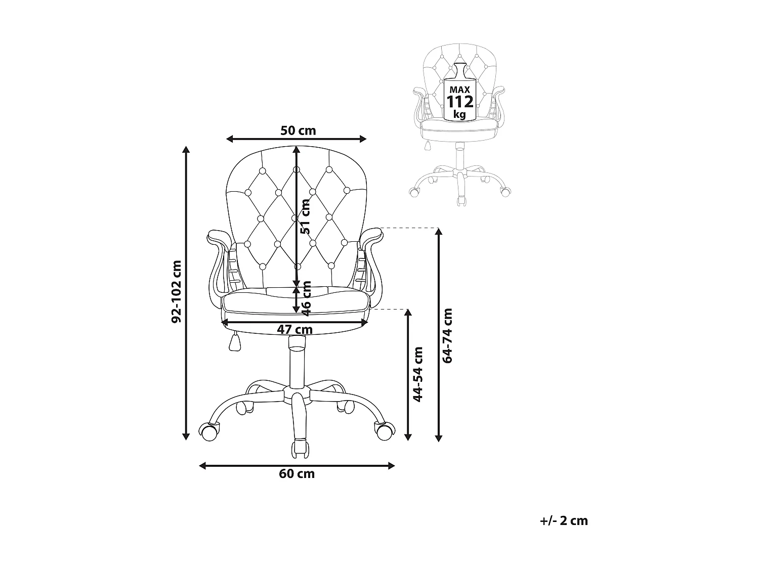 Chaise de bureau PRINCESS Cuir PU Blanc