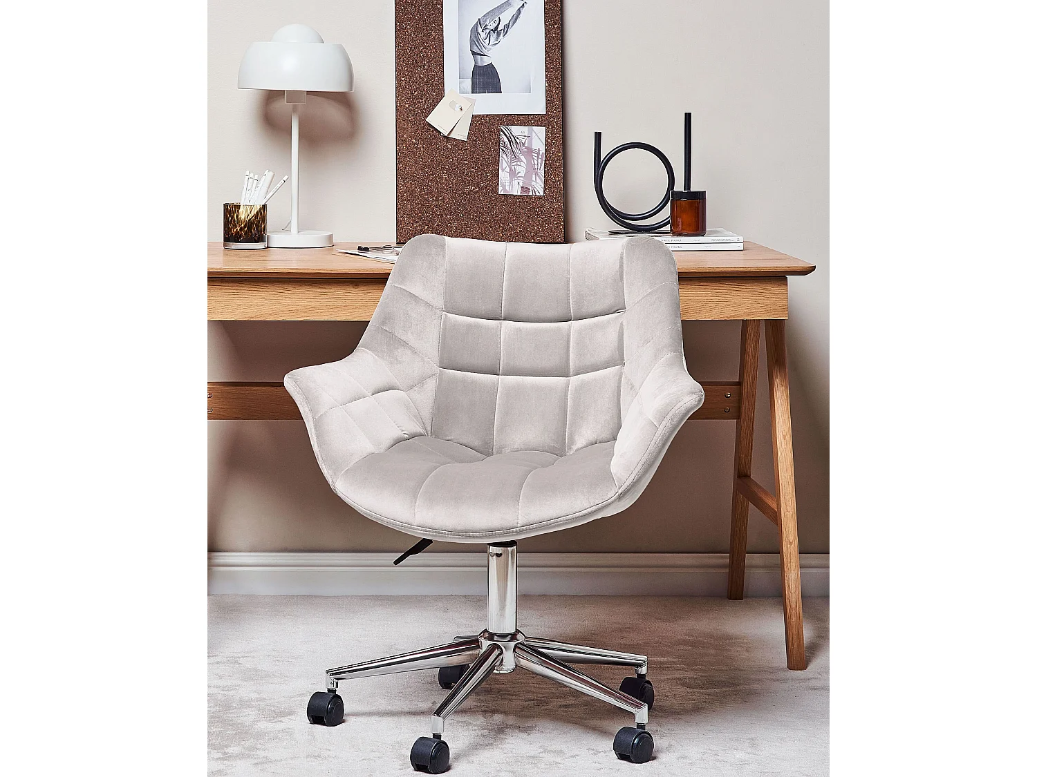 Chaise de bureau LABELLE Velours Gris