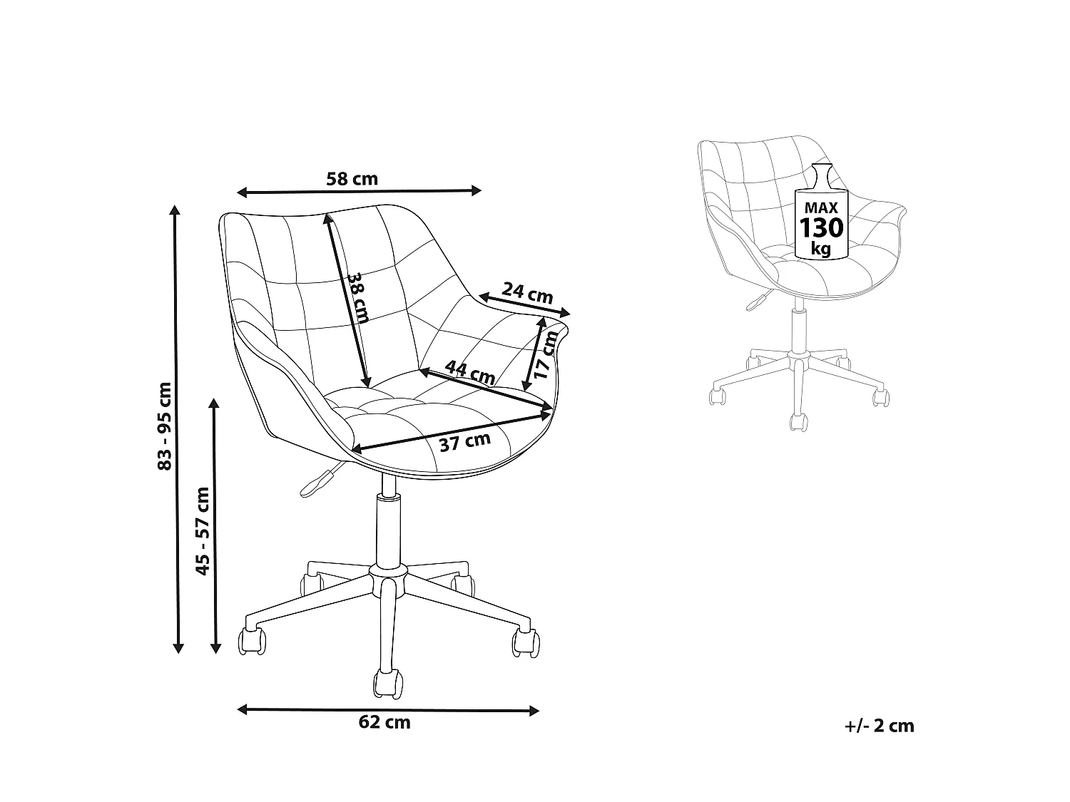 Chaise de bureau LABELLE Velours Gris
