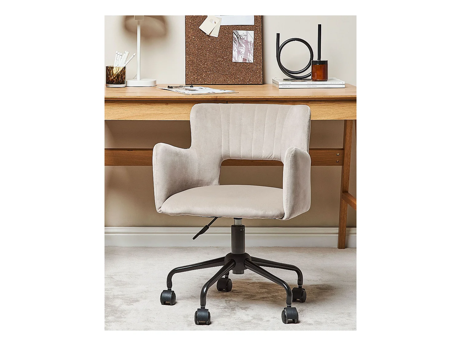 Chaise de bureau SANILAC Velours Taupe