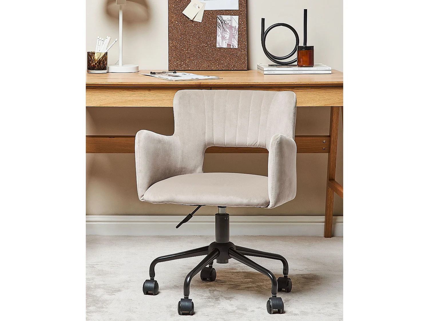 Chaise de bureau SANILAC II Velours Taupe