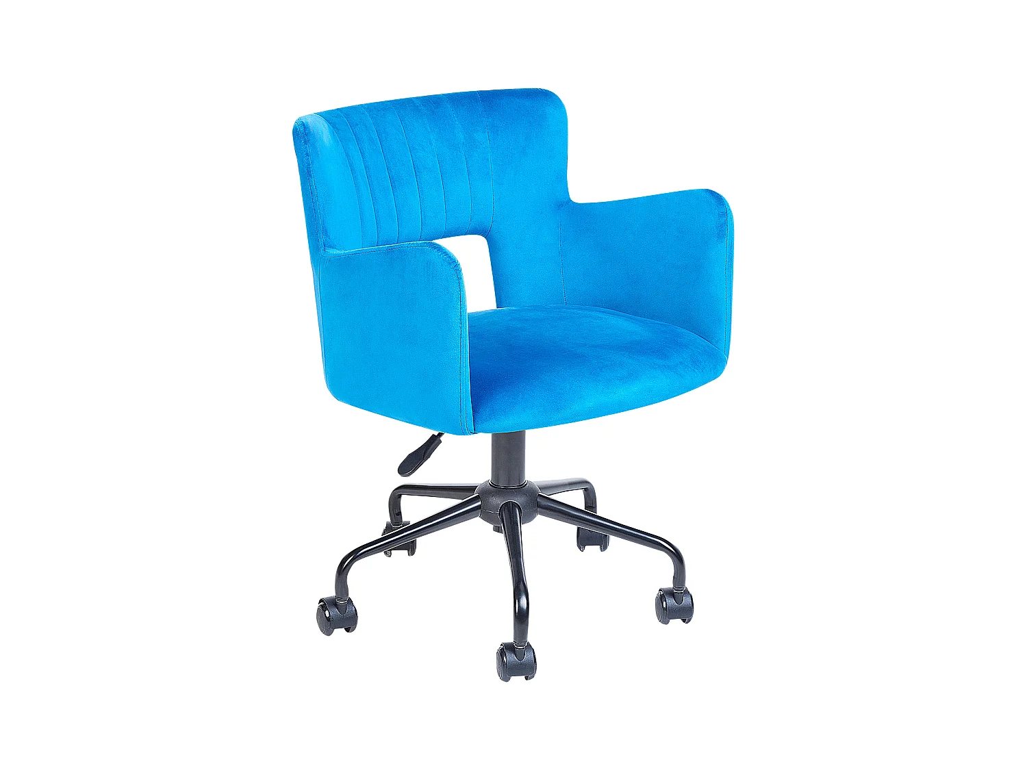 Bürostuhl Samt blau höhenverstellbar drehbar mit Armlehnen modern Sanilac