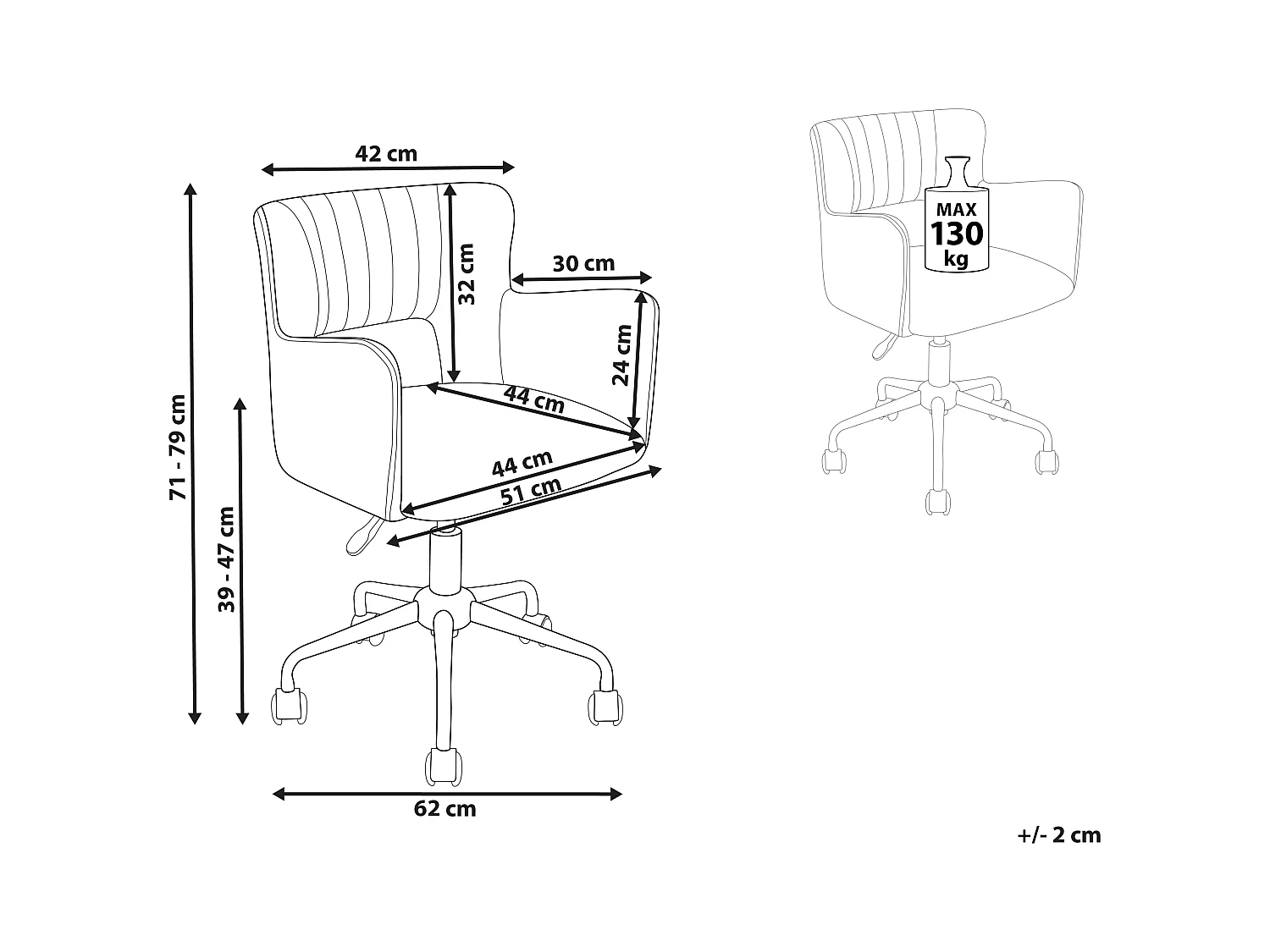 Bürostuhl Samt blau höhenverstellbar drehbar mit Armlehnen modern Sanilac