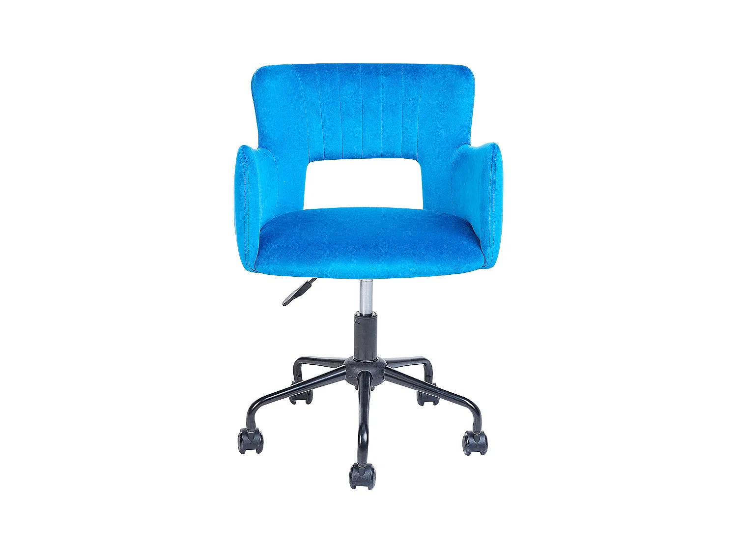 Bürostuhl Samt blau höhenverstellbar drehbar mit Armlehnen modern Sanilac