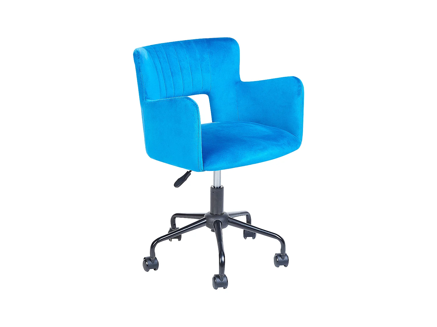 Bürostuhl Samt blau höhenverstellbar drehbar mit Armlehnen modern Sanilac