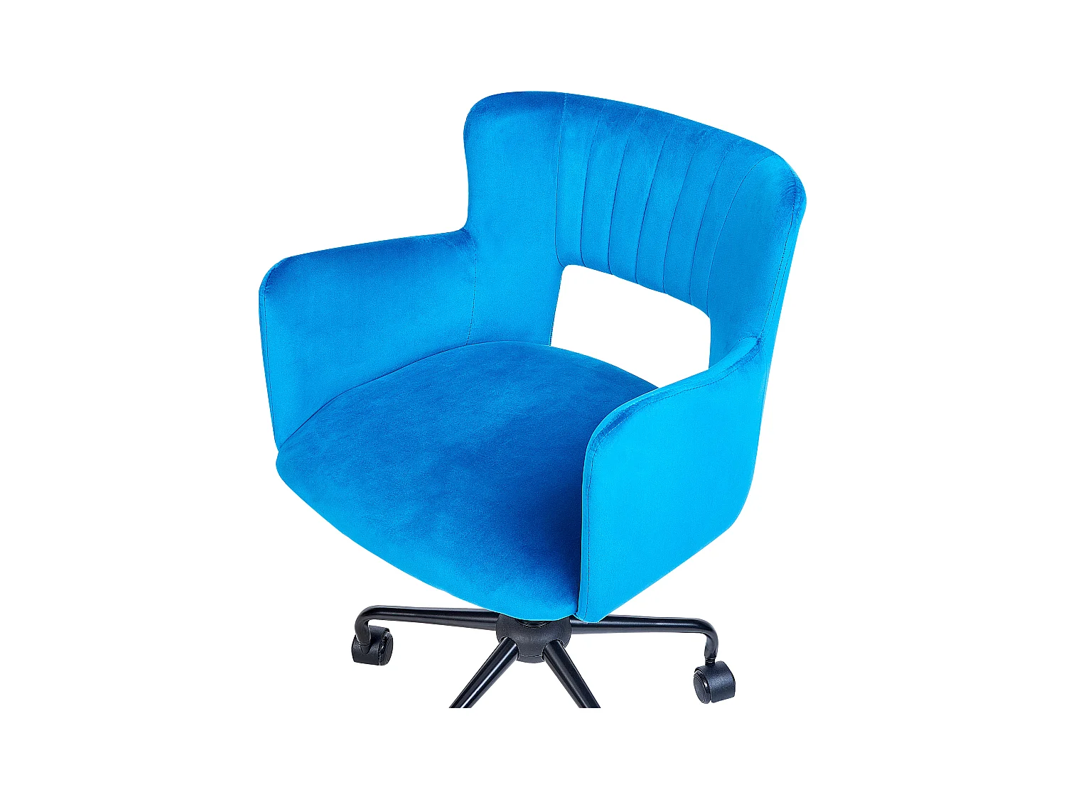 Bürostuhl Samt blau höhenverstellbar drehbar mit Armlehnen modern Sanilac