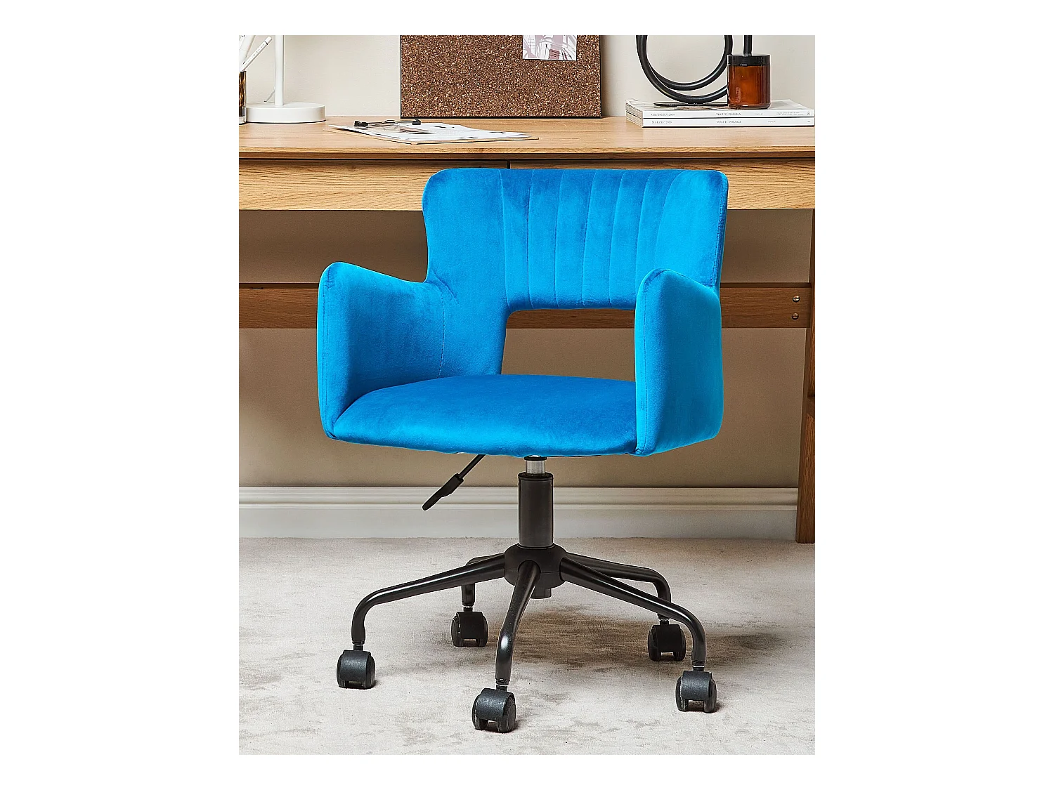 Krzesło biurowe Obrotowy SANILAC Welur Niebieski