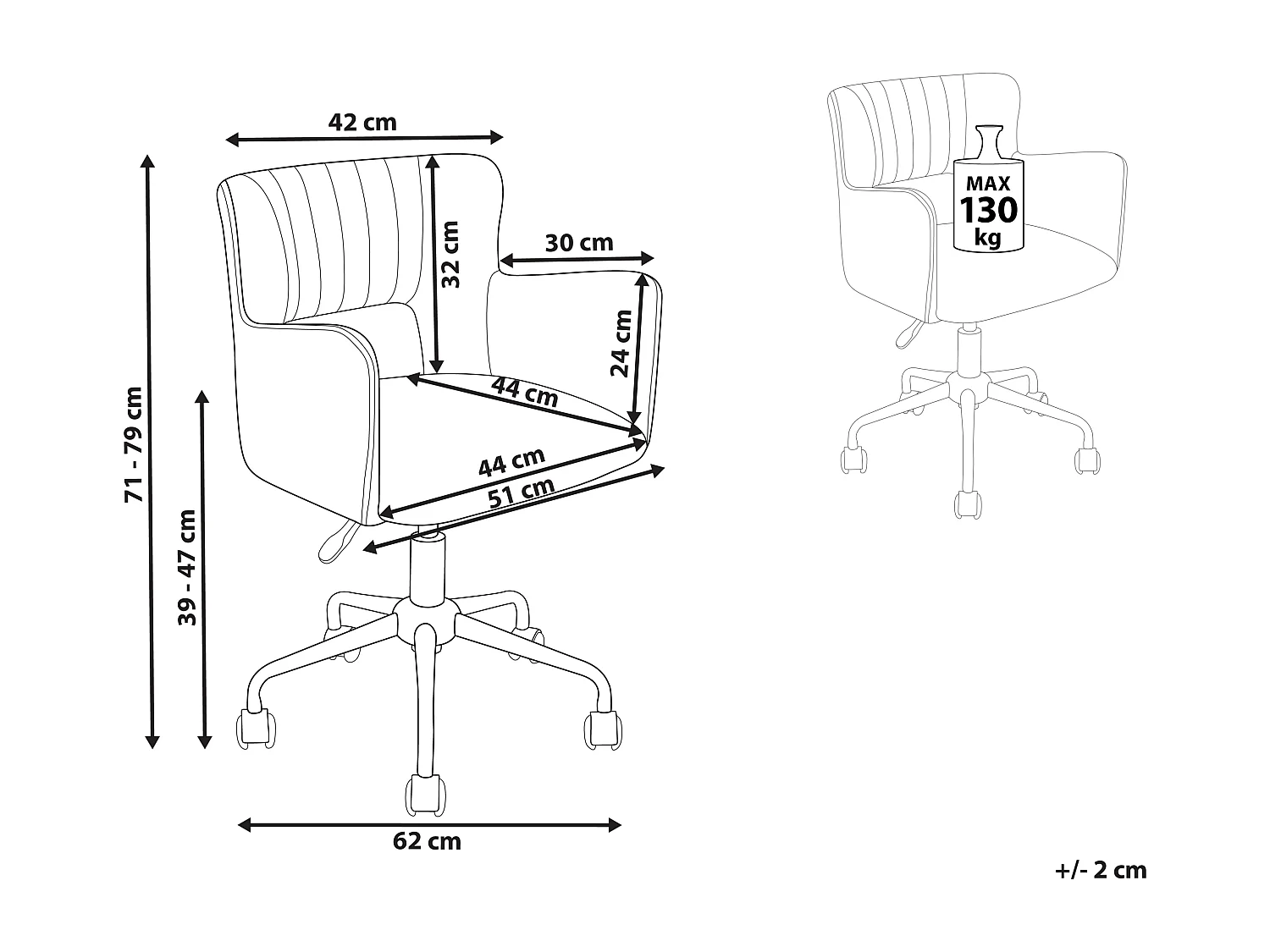 Chaise de bureau SANILAC II Velours Bleu