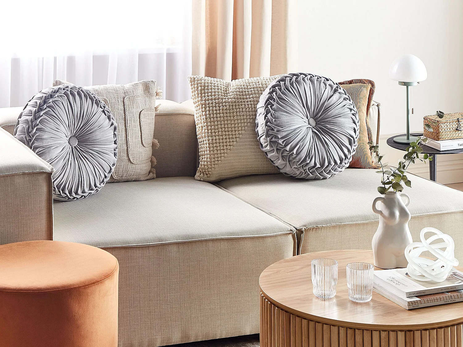 Conjunto de 2 cojines decorativos UDALA Terciopelo 40 x 40 cm Gris Liso