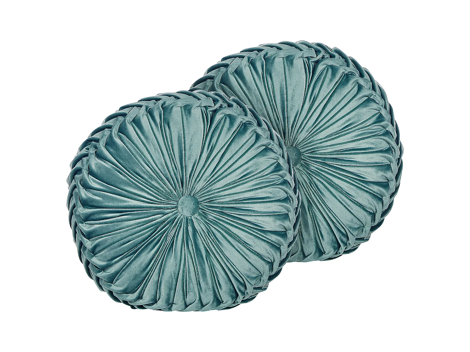 Set aus 2 Dekokissen Boho-Stil 40 x 40 m Polsterbezug Türkisblau rund Udala