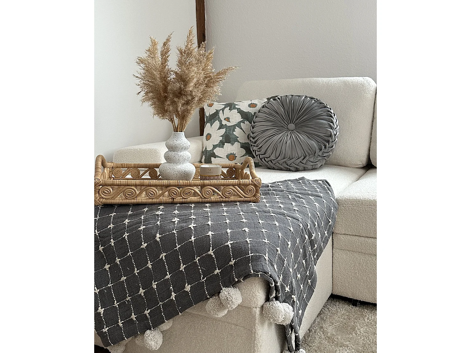Coussin UDALA Velours 40 x 40 cm Gris Unicolore