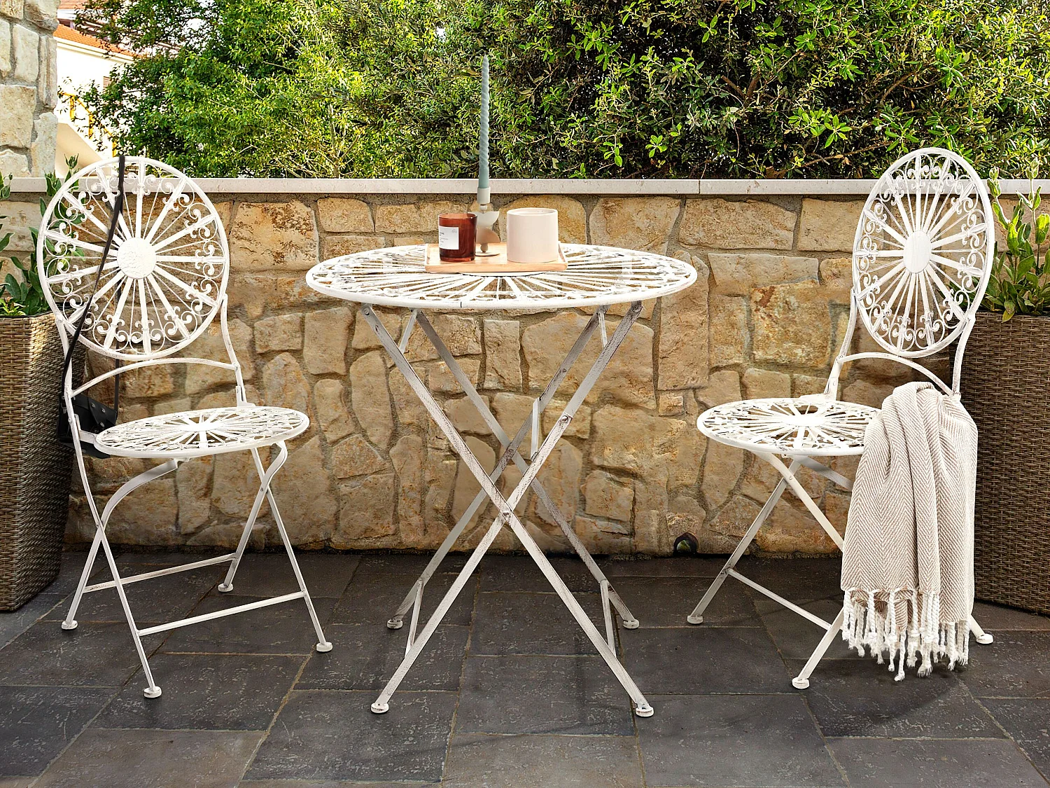 Table bistrot SCAFA Métal Blanc Pliant