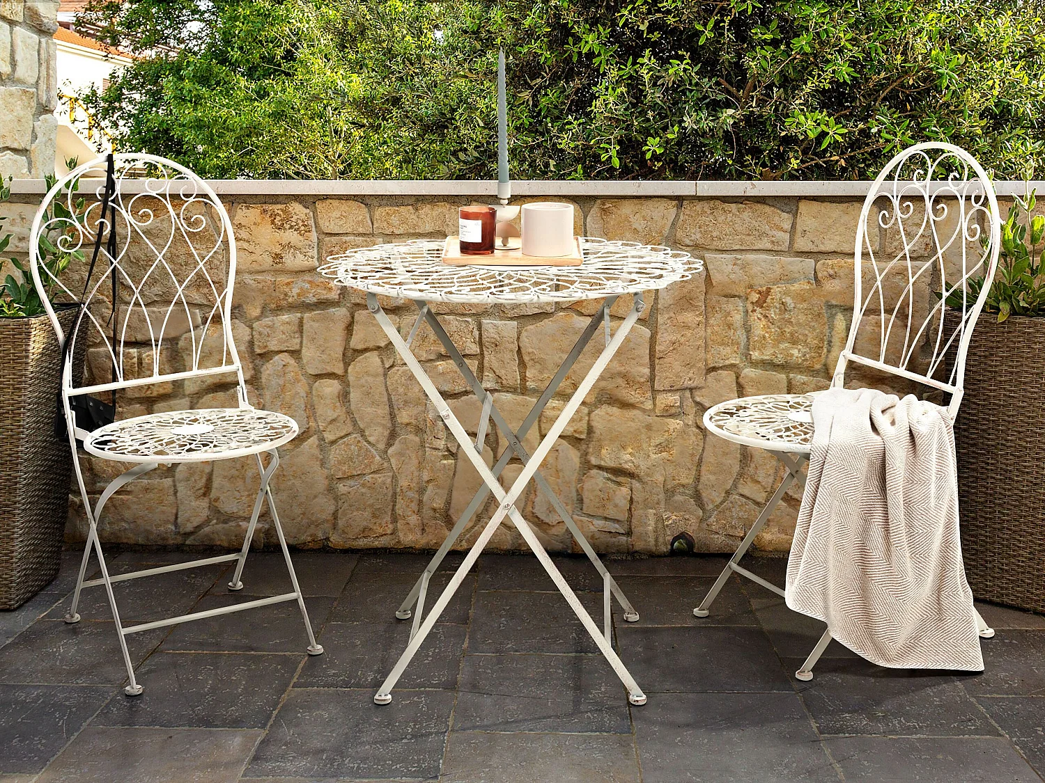 Tavolino Bistrot STIFFE 70 cm 70 cm Metallo Bianco