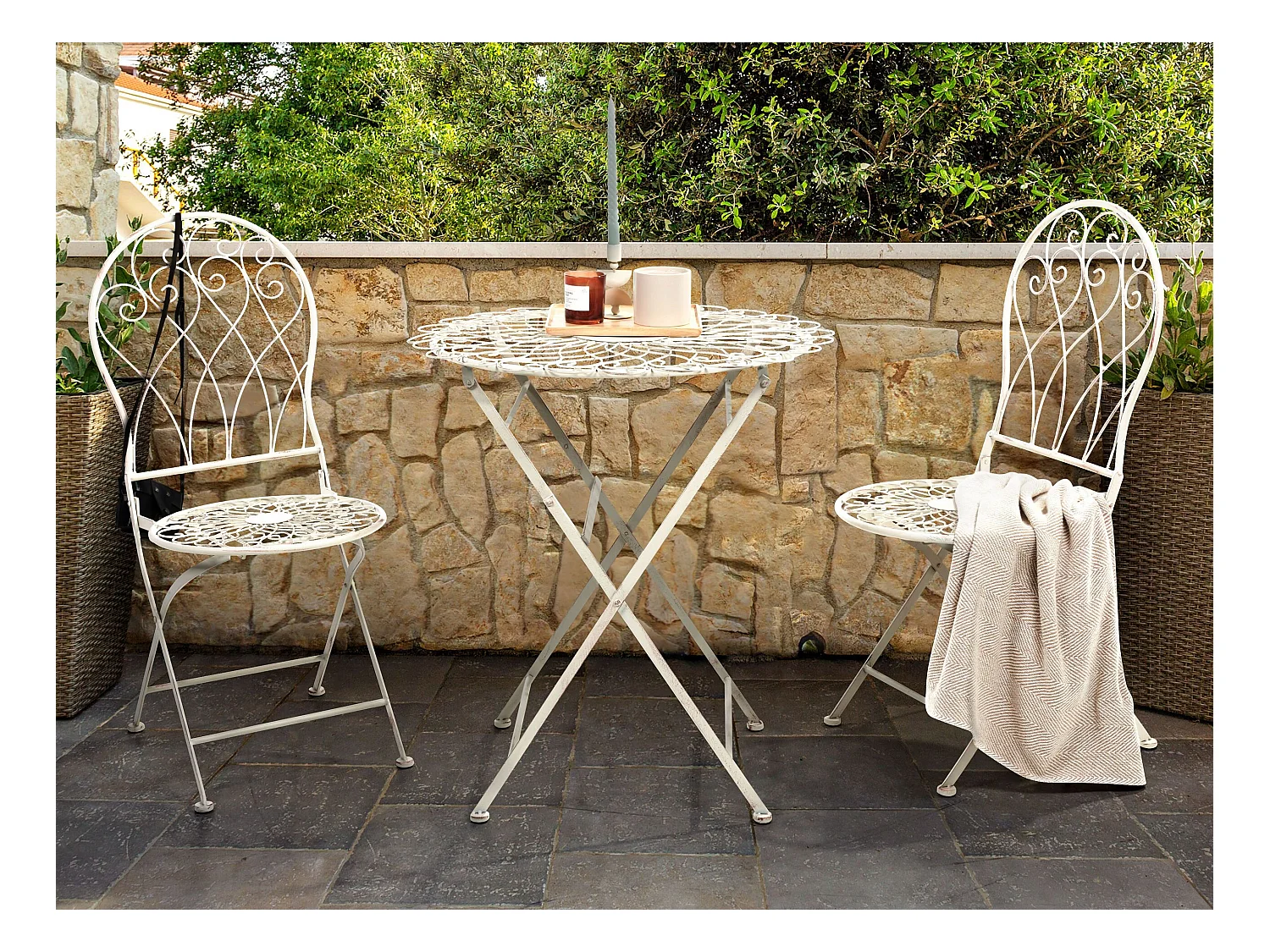 Table bistrot STIFFE 70 cm 70 cm Métal Blanc