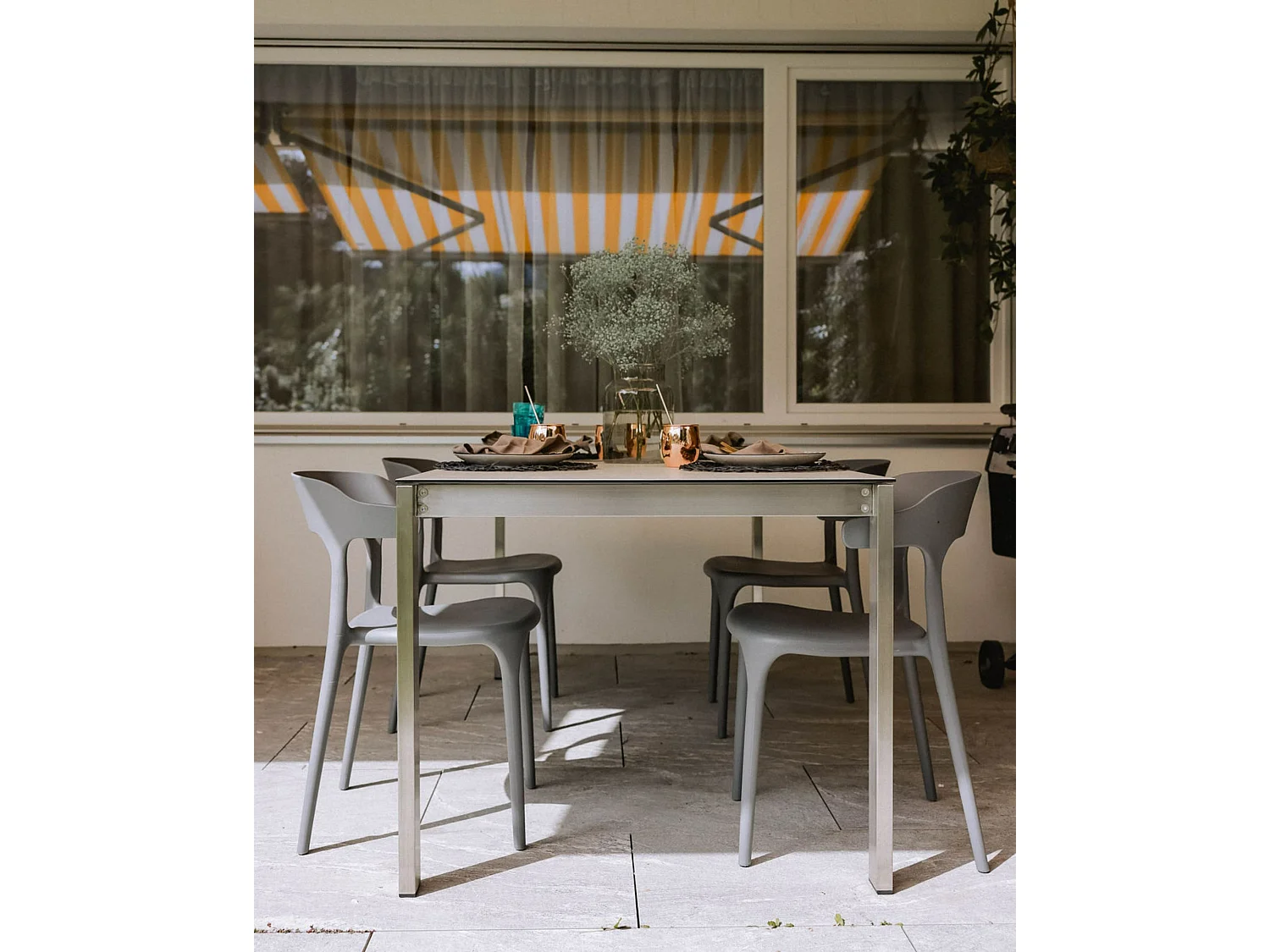 Set of 4 Garden Chairs GUBBIO Grey