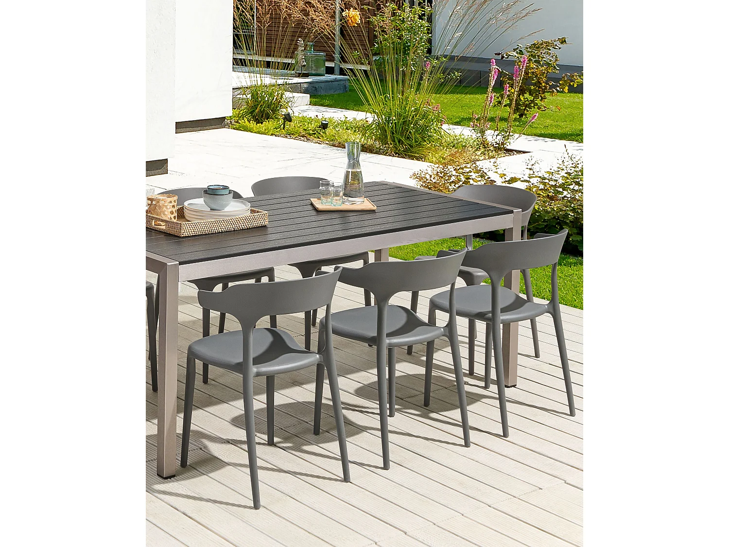 Lot de 8 chaises de salle à manger GUBBIO Gris