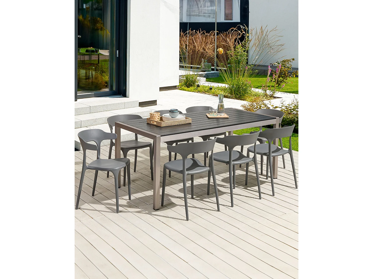 Lot de 8 chaises de salle à manger GUBBIO Gris