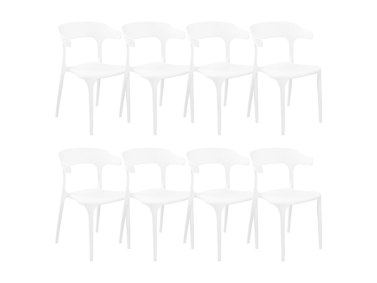 Indoor und Outdoor Stuhl 8er Set Kunststoff weiß stapelbar Skandi Modern Gubbio