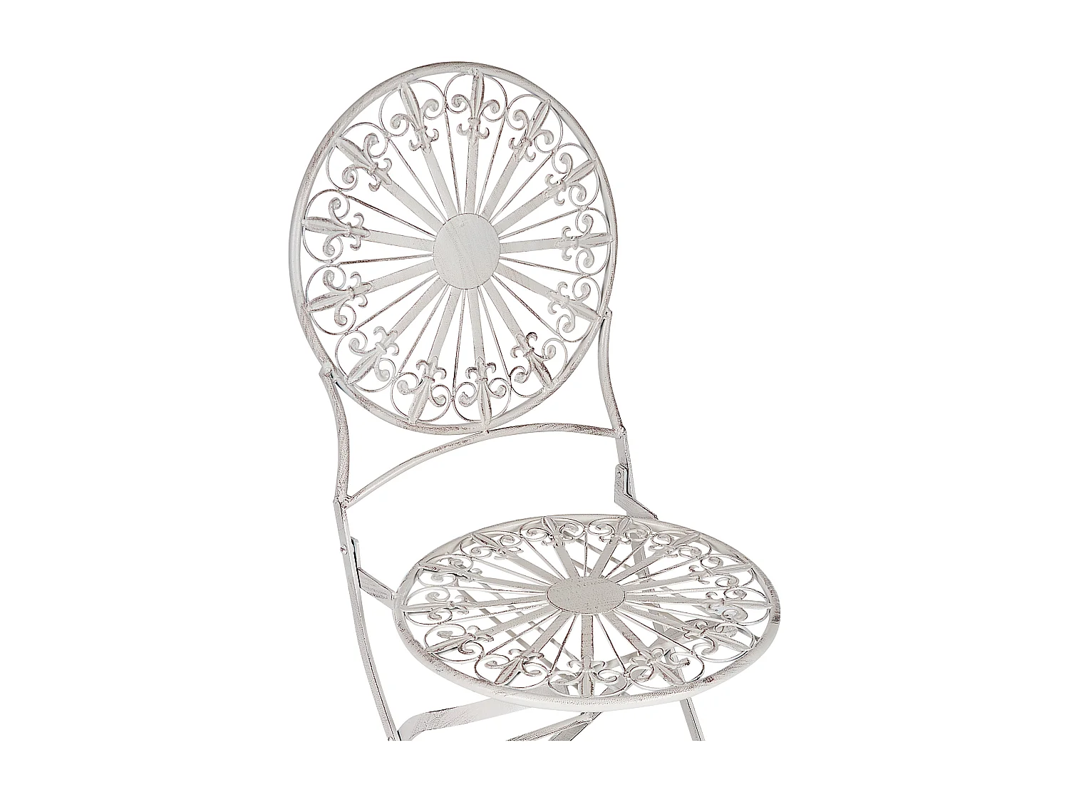 Garten Bistro Stühle Set Zusammenklappbar Metall gealtert Effekt Weiß Scafa