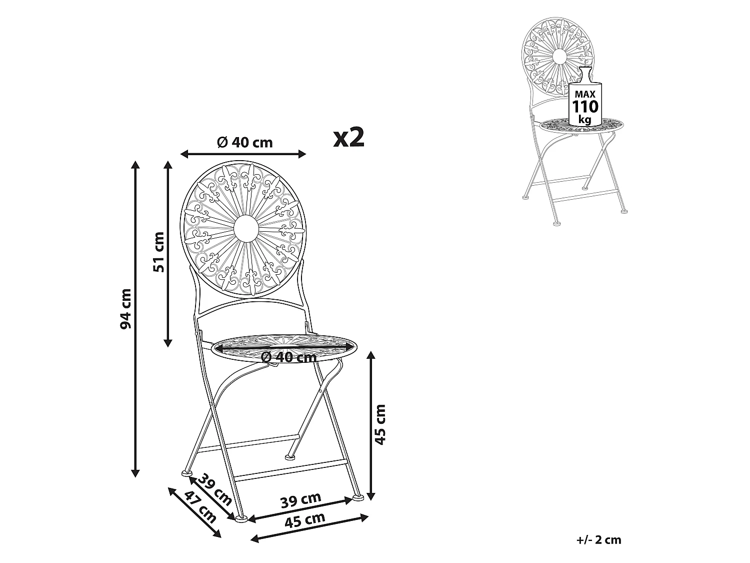 Set van 2 tuinstoelen SCAFA Metaal Wit