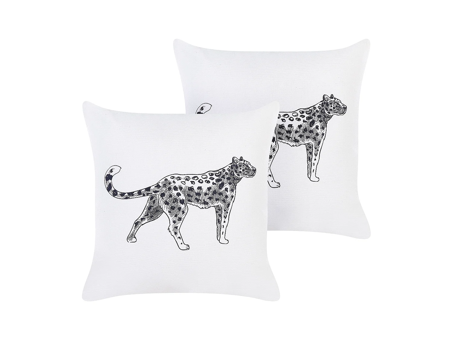 Set van 2 decoratieve kussens MARULA Katoen 45 x 45 cm Wit Dierenprint