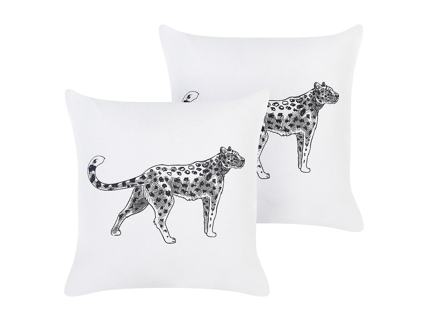 Set van 2 decoratieve kussens MARULA Katoen 45 x 45 cm Wit Dierenprint