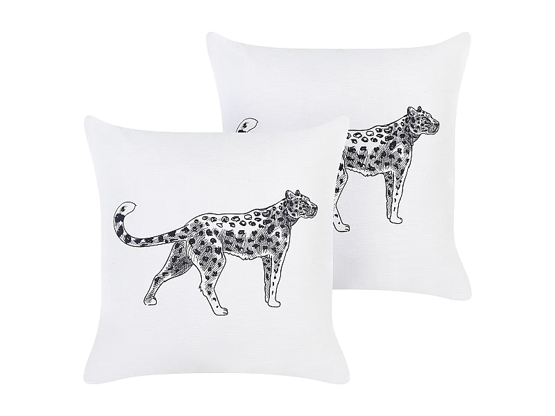 Lot de 2 coussins décoratifs MARULA Coton 45 x 45 cm Blanc Motif animal