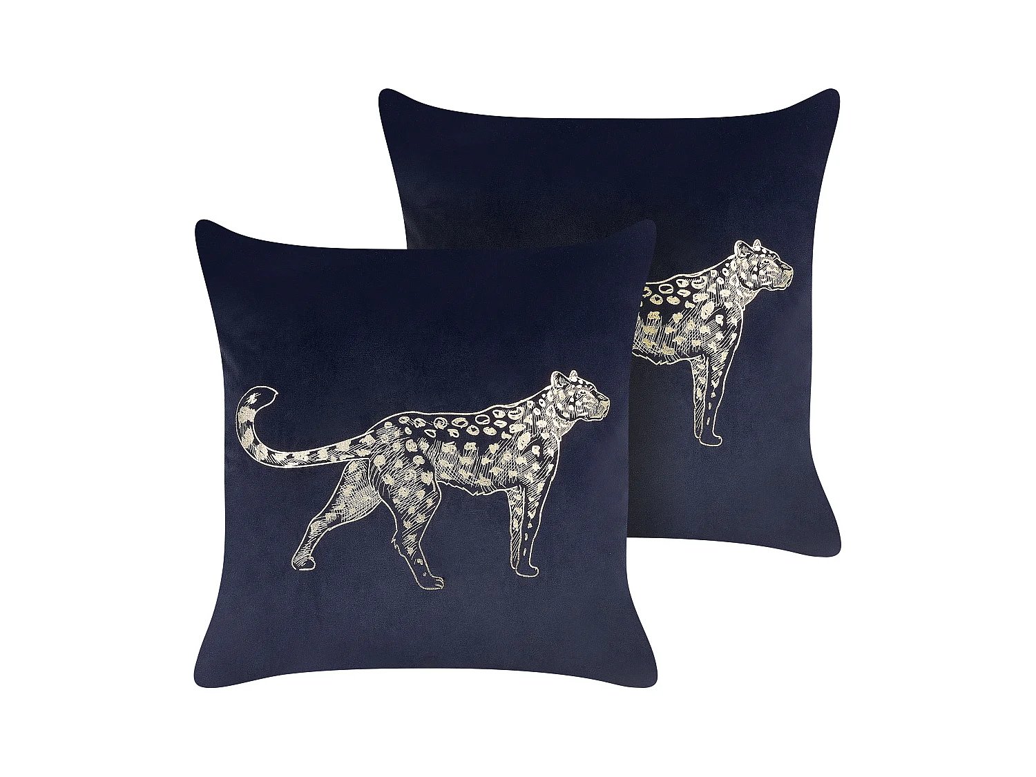 Lot de 2 coussins décoratifs MARULA Velours 45 x 45 cm Noir Motif animal