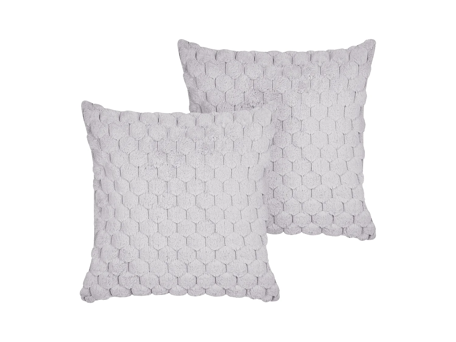 Lot de 2 coussins décoratifs PURSLANE Fourrure synthétique 43 x 43 cm Gris clair Motif géométrique