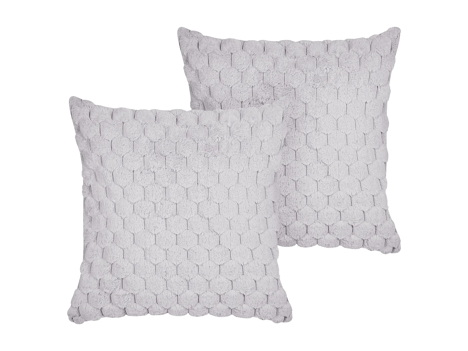 Lot de 2 coussins décoratifs PURSLANE Fourrure synthétique 43 x 43 cm Gris clair Motif géométrique